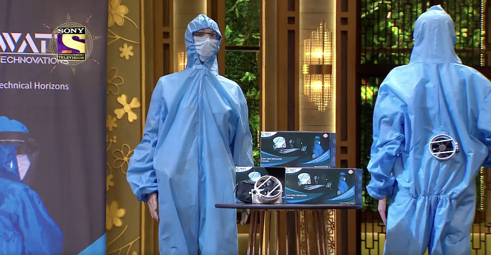 Cov-Tech products on the Shark Tank India set